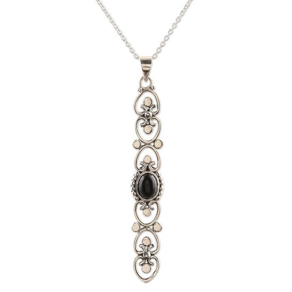 Alternate image for Sterling Silver and Black Onyx Pendant Necklace Midnight Heart