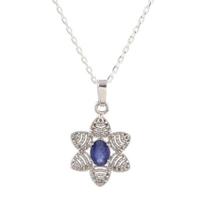 Alternate image for One Carat Blue Sapphire Necklace Flower of Delhi