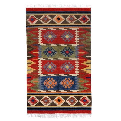 Alternate image for Handwoven Wool Area Rug with Cotton Warp 3 x 5 Our Story