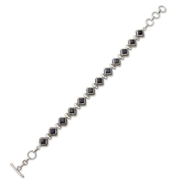 Alternate image for India Lapis Lazuli and Sterling Silver Tennis Bracelet Deep Blue Diamonds
