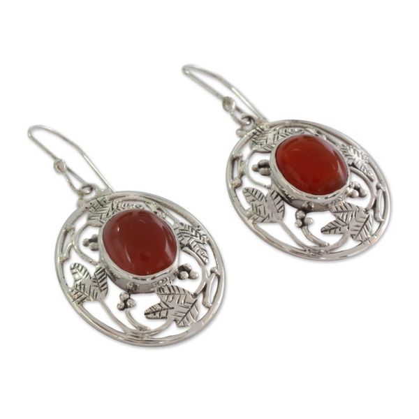Alternate image for Fair Trade Sterling Silver Carnelian Earrings Fiery Avatar