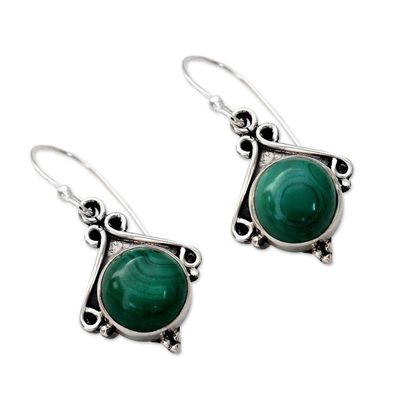 Alternate image for Sterling Silver and Malachite Dangle Earrings Forest Charm