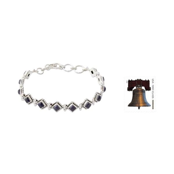 Alternate image for India Lapis Lazuli and Sterling Silver Tennis Bracelet Deep Blue Diamonds