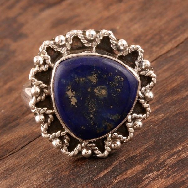 Alternate image for Artisan Designed Lapis Lazuli Cocktail Ring Blue Tranquility