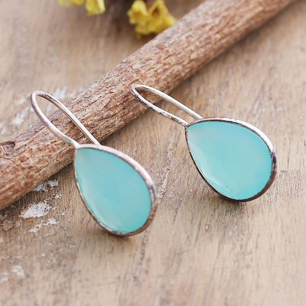 Alternate image for 12-Carat Drop-Shaped Chalcedony Dangle Earrings Compassionate Grace