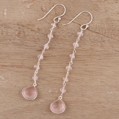 Alternate image for 4-Carat Rose Quartz Dangle Earrings from India Morning Drops