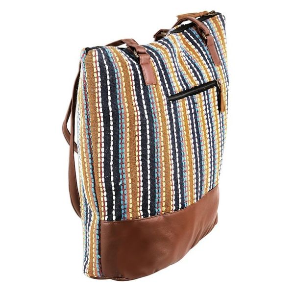 Alternate image for Indian Handmade Multi-Colored Cotton Striped Shoulder Bag Stylish Stripes