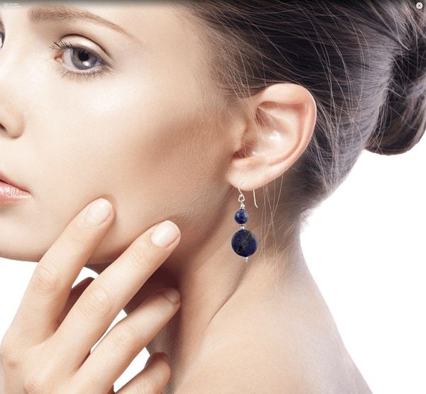 Alternate image for Lapis Lazuli Dangle Earrings from India Bihar Moons