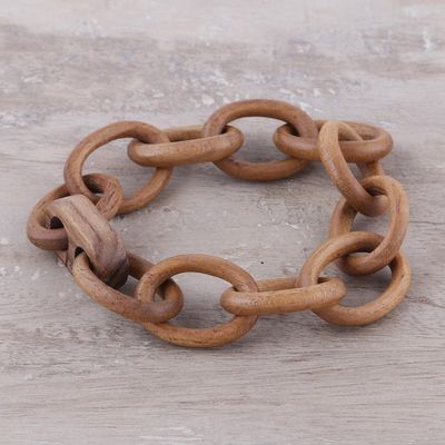 Alternate image for Handcrafted Modern Teak Wood Link Bracelet from India Modern Connections