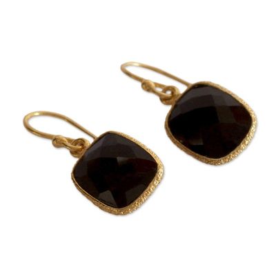 Alternate image for Handmade Gold Vermeil and Black Onyx Dangle Earrings India Mughal Nights