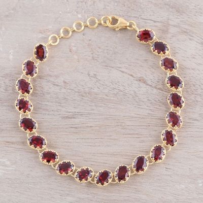 Alternate image for Gold Plated 20-Carat Garnet Tennis-Style Bracelet from India Regal Garland