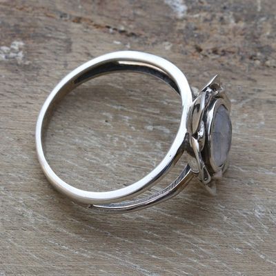 Alternate image for Faceted Two-Carat Rainbow Moonstone Lotus Cocktail Ring Misty Lotus