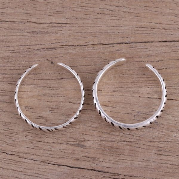 Alternate image for Sterling Silver Toe Rings with Tiger Stripe Design Pair Uncaged