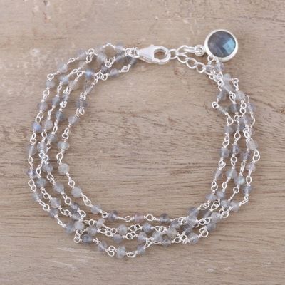 Alternate image for Natural Labradorite Link Bracelet from India Aurora Sparkle