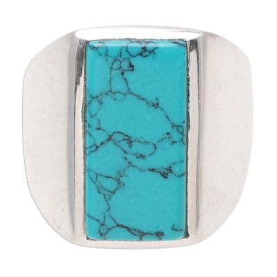 Alternate image for 925 Sterling Silver and Reconstituted Turquoise Mens Ring Classy Man