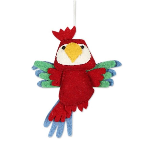 Alternate image for Set of 4 Wool Felt Bird Ornaments Feathered Friends