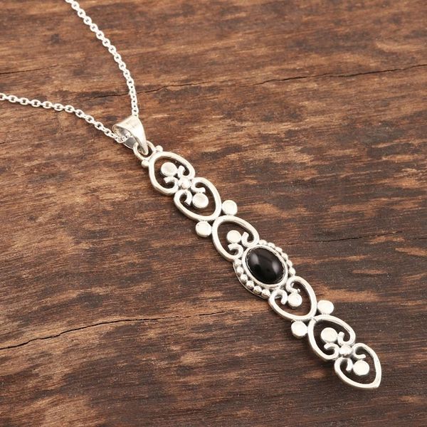 Alternate image for Sterling Silver and Black Onyx Pendant Necklace Midnight Heart
