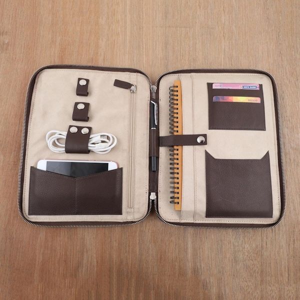 Alternate image for Brown Leather Travel Office Folio Ultimate Travel Folio in Brown