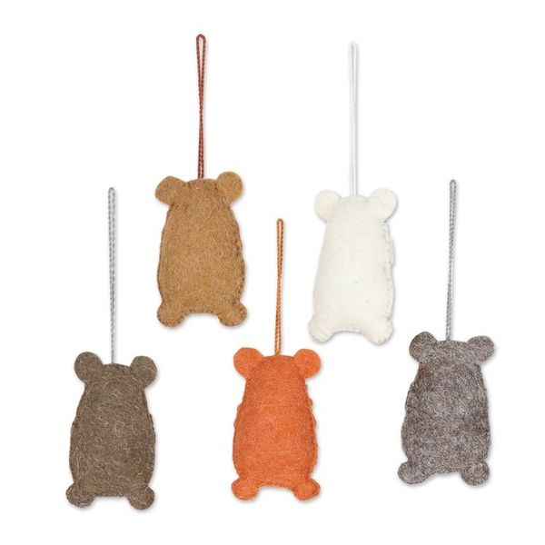 Alternate image for Wool Felt Bear Ornaments Set of 5 Bearing Gifts