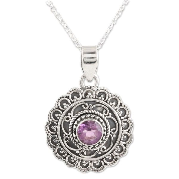 Alternate image for Sterling Silver Amethyst Medallion Pendant Necklace Your Majesty