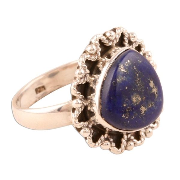 Alternate image for Artisan Designed Lapis Lazuli Cocktail Ring Blue Tranquility