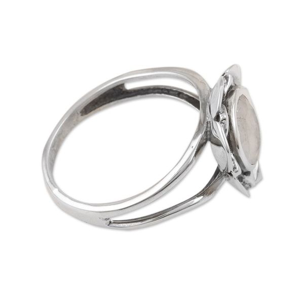 Alternate image for Faceted Two-Carat Rainbow Moonstone Lotus Cocktail Ring Misty Lotus
