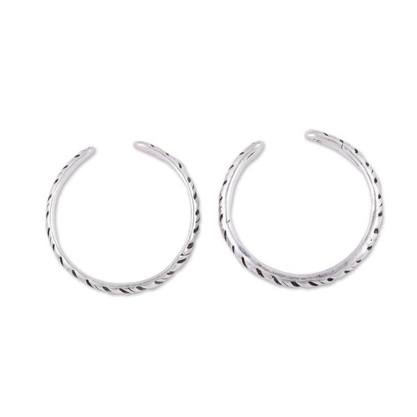 Alternate image for Sterling Silver Toe Rings with Tiger Stripe Design Pair Uncaged