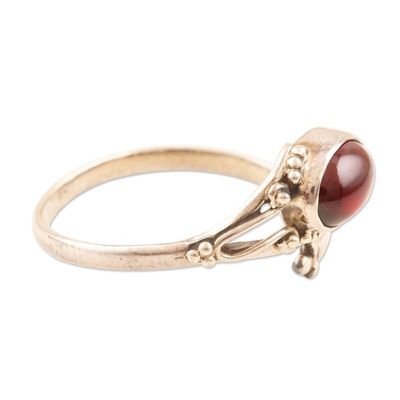 Alternate image for Handmade Garnet and Sterling Silver Wrap Ring Wrapped in Red