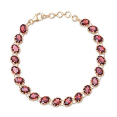Alternate image for Gold Plated 20-Carat Garnet Tennis-Style Bracelet from India Regal Garland