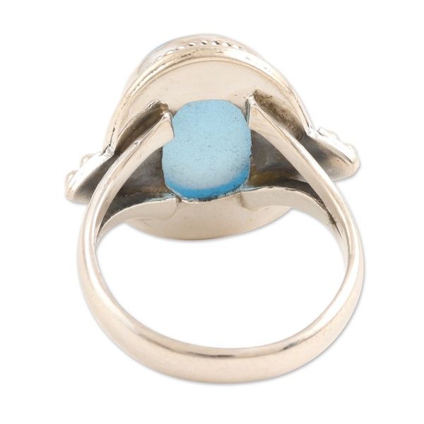 Alternate image for Hand Crafted Chalcedony Cocktail Ring Blue Oracle