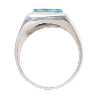 Alternate image for 925 Sterling Silver and Reconstituted Turquoise Mens Ring Classy Man