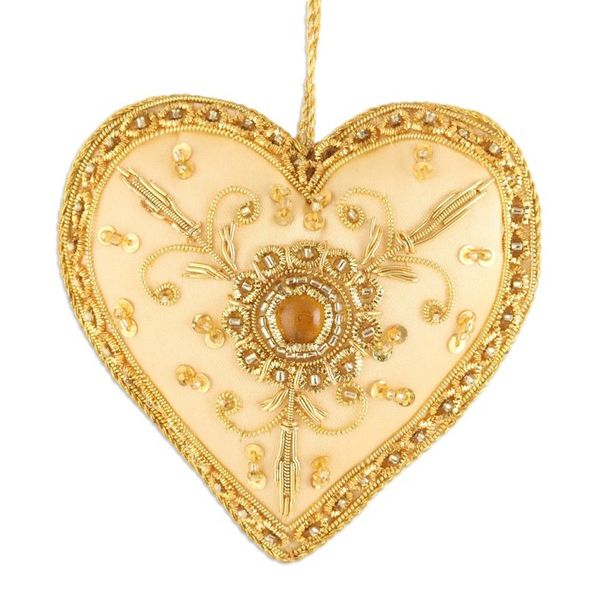 Alternate image for Gold Embroidered and Beaded Christmas Ornaments Set of 6 The Spirit of Christmas