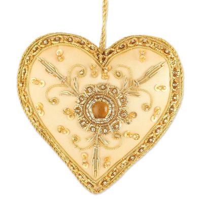 Alternate image for Indian Handmade Heart Shaped Ornaments Set of 8 Golden Glory