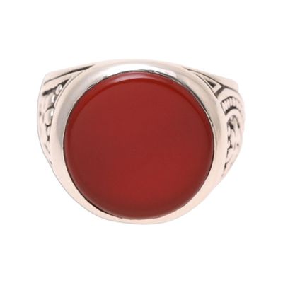 Alternate image for 925 Sterling Silver and Carnelian Mens Ring from India Native Flower