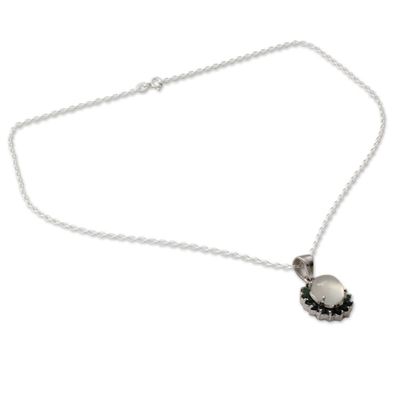 Alternate image for Sterling Silver Necklace with Emerald and Moonstone Love and Devotion