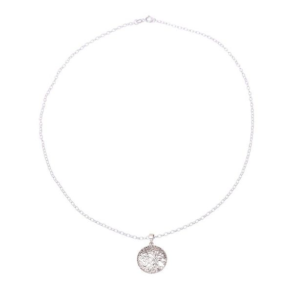 Alternate image for Sterling Silver Om Tree Pendant Necklace from India Pious Om