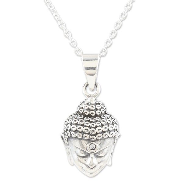 Alternate image for Hand Crafted Sterling Silver and Buddha Pendant Necklace Little Buddha