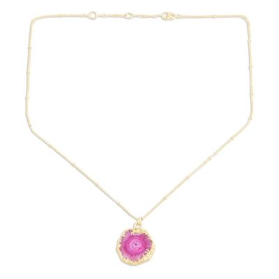 Alternate image for Gold-Plated Pink Solar Quartz Pendant Necklace Mystic Power