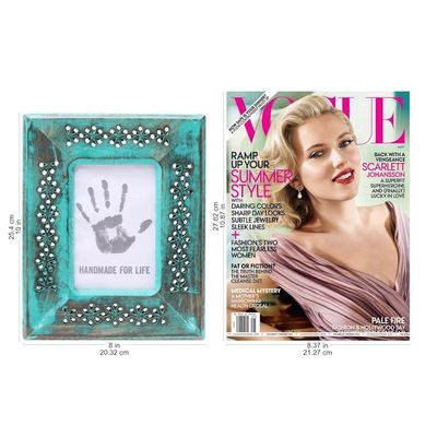 Alternate image for Green Hand Carved Flower Cutouts Wood Photo Frame 4x6 Blossom Meadow