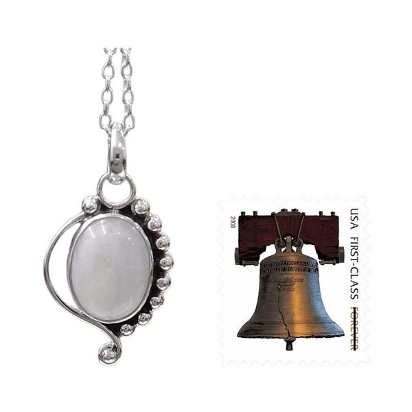 Alternate image for Indian Sterling Silver and Moonstone Pendant Necklace Indian Paisley