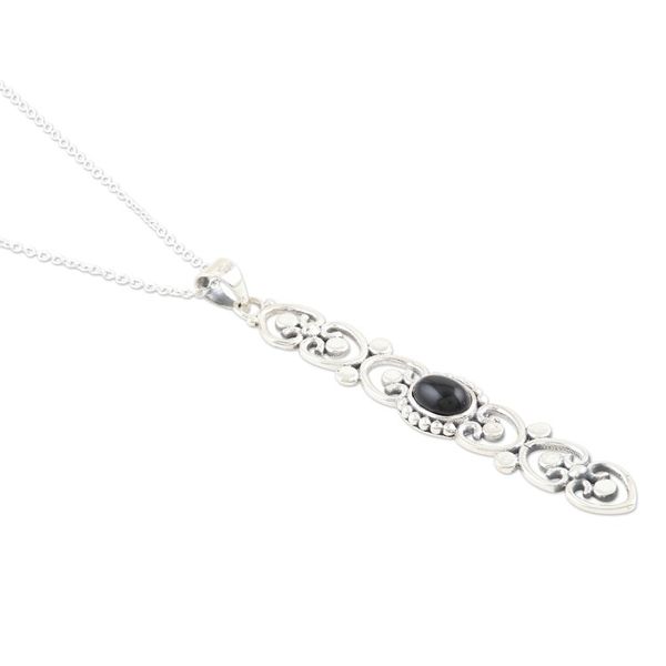 Alternate image for Sterling Silver and Black Onyx Pendant Necklace Midnight Heart