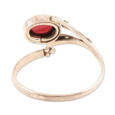 Alternate image for Handmade Garnet and Sterling Silver Wrap Ring Wrapped in Red