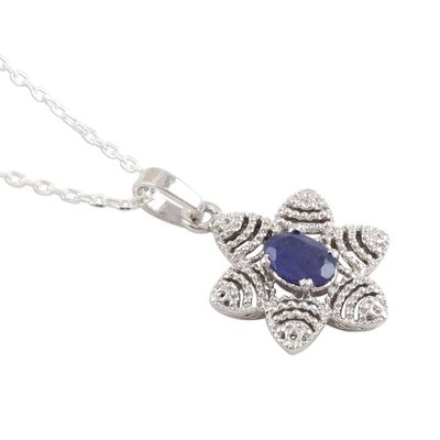 Alternate image for One Carat Blue Sapphire Necklace Flower of Delhi