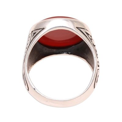 Alternate image for 925 Sterling Silver and Carnelian Mens Ring from India Native Flower