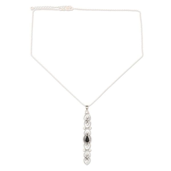 Alternate image for Sterling Silver and Black Onyx Pendant Necklace Midnight Heart
