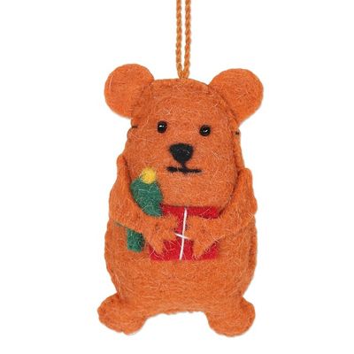 Alternate image for Wool Felt Bear Ornaments Set of 5 Bearing Gifts