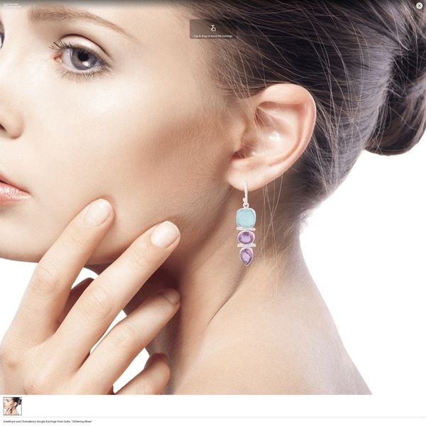 Alternate image for Amethyst and Chalcedony Dangle Earrings from India Glittering Muse