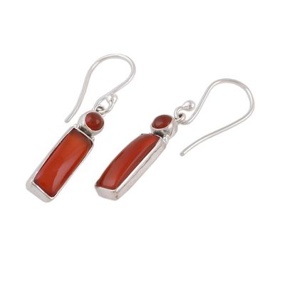 Alternate image for Carnelian and Sterling Silver Dangle Earrings from India Radiant Allure
