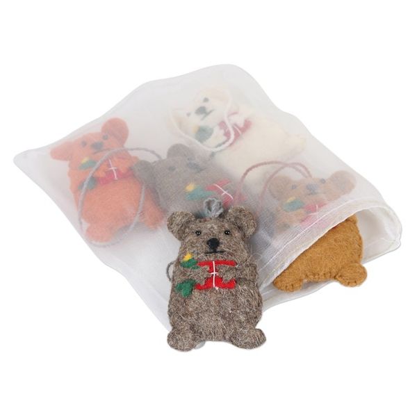 Alternate image for Wool Felt Bear Ornaments Set of 5 Bearing Gifts