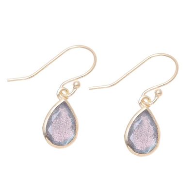 Alternate image for Gold Plated 4-Carat Labradorite Dangle Earrings from India Fantastic Drops